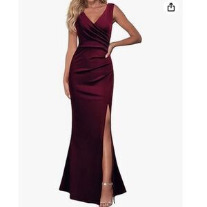 Woosea Women's Size Medium Sleeveless V Neck Split Evening Cocktail Long Dress‎